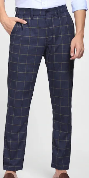 Big checks blue trouser for men formal lower