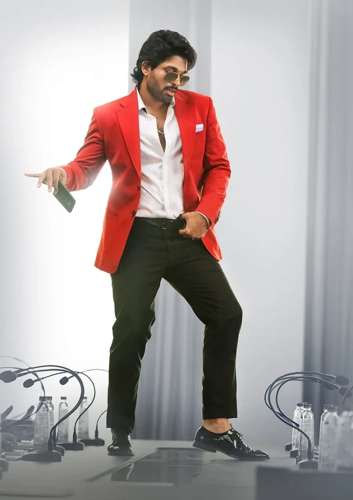 Blazer outfit by Allu Arjun red colour blazer
