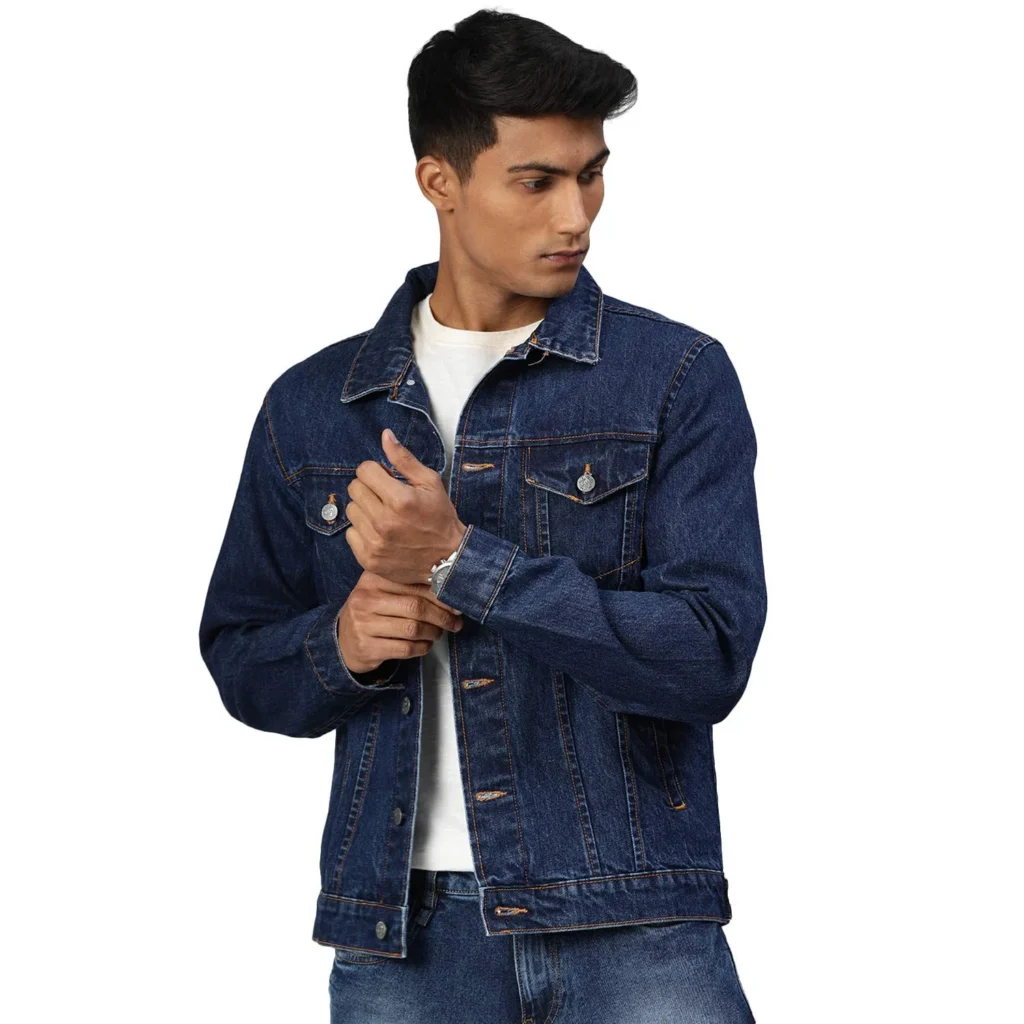 Blue denim collar jacket for men