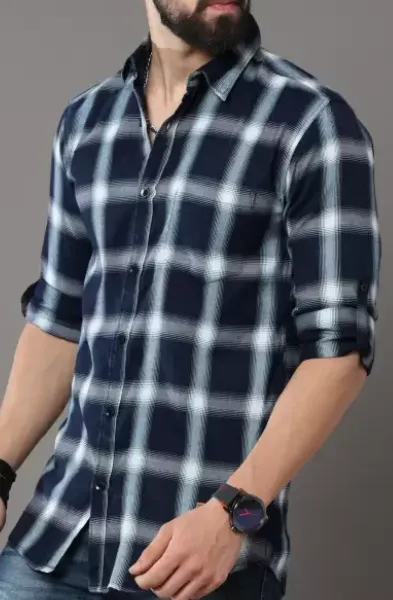 checks shirt for men black white checks