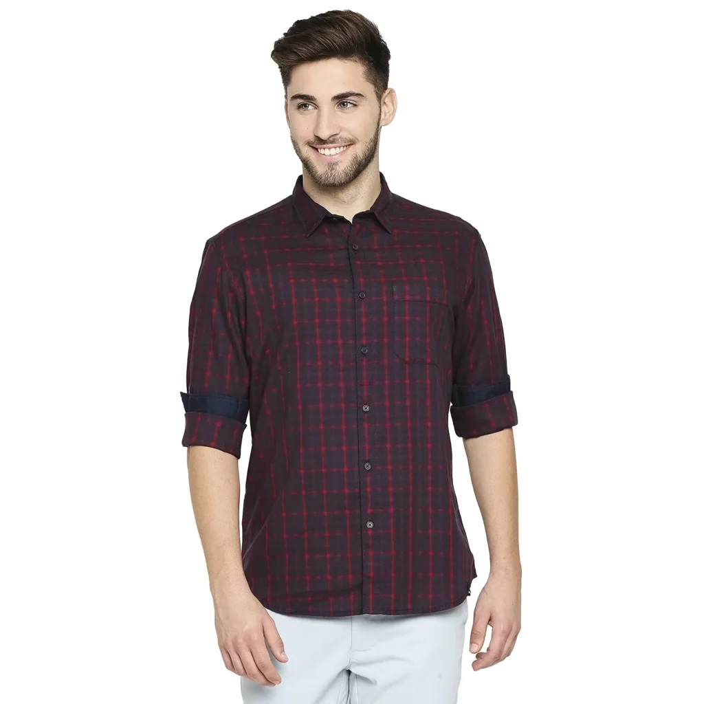 red checks shirt dark red colour checks shirt for men