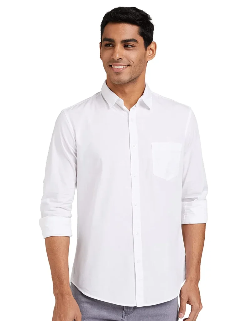White shirt for men full sleeves plain white