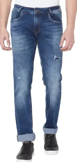 Blue jeans with minor ripped