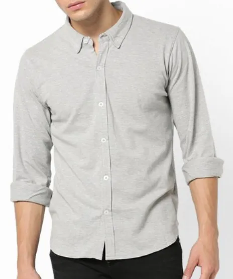Grey shirt for men full sleeve collar
