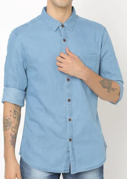 Blue collar shirt full sleeves for men