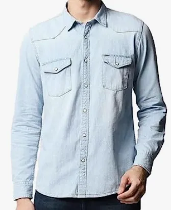 blue denim jacket for men double pocket faint in colour
