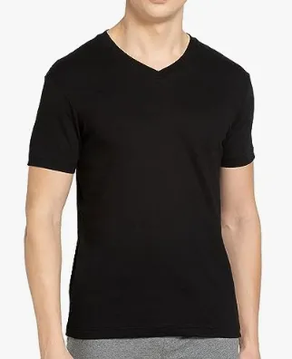 v neck black Half sleeves t shirt for men