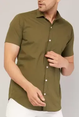 Khaki shirt for men half sleeves