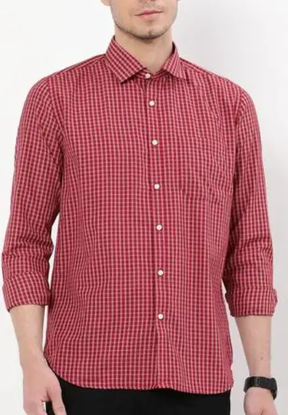 Red checks shirt for office for men