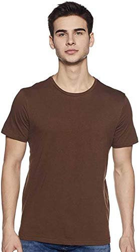 brown half sleeves T shirt for men for everyday wear