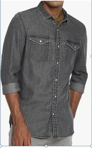 Double Pocket Grey Shirts for Men